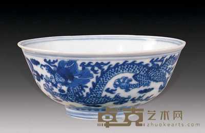 清光绪 青花云龙碗 直径13cm